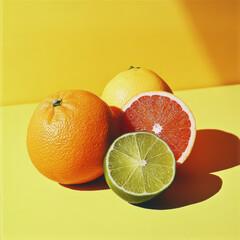 minimalist citrus fruits with oranges limes and grapefruit 