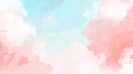 Obraz premium Pastel sky, clouds, watercolor, dreamy, background, design, illustration, website, card