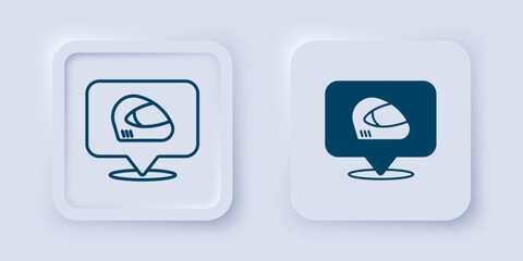 Filled and outline Racing helmet icon isolated on grey background. Extreme sport. Sport equipment. Square button. Vector