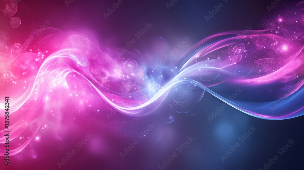 Poster abstract background featuring a vibrant visual energy wave with glowing particles, creating a dynami