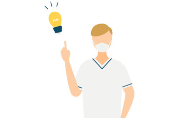 Simple illustration of a male nurse with brown hair inspiring ideas