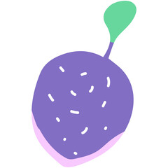  Summer cute exotic tropical fruits in flat design.Healthy sweet food. 
