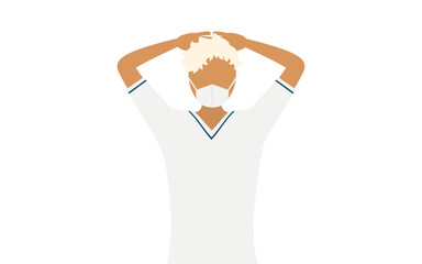 Simple illustration of a platinum blonde female nurse with her hands folded behind her head