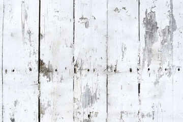 Obraz premium Weathered white wood texture with peeling paint and rough edges evokes rustic charm. Perfect for backgrounds or design projects