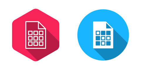 Filled and outline Lottery ticket icon isolated with long shadow background. Bingo, lotto, cash prizes. Financial success, prosperity, victory, winnings luck. Vector