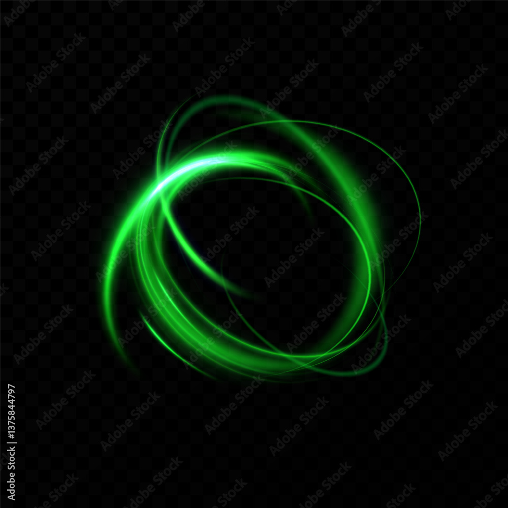 Leinwandbilder Green neon ring. Glowing circle. Glow effect. Round light frame. abstract light lines of movement and speed. Abstract light lines of movement and speed. light green ellipse.