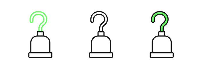 Set line Pirate hook icon isolated on white background. Happy Halloween party. Vector