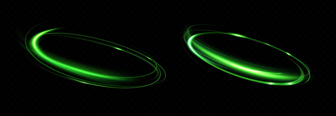 Green neon ring. Glowing circle. Glow effect. Round light frame. abstract light lines of movement and speed. Abstract light lines of movement and speed. light green ellipse. © blagorodez