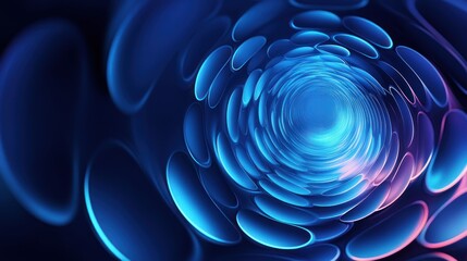 Fototapeta premium abstract futuristic tunnel with a pattern of glowing blue and purple ovals creating a sense of depth and technological innovation