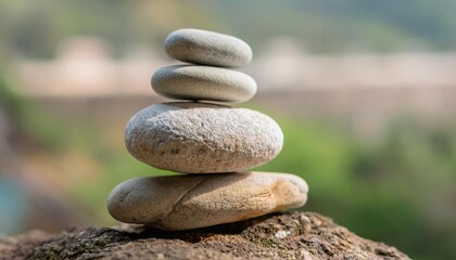 stack of rocks or a balanced stack of objects, symbolizing stability, harmony, and equilibrium