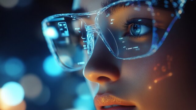 Marketing professional analyzing ai-generated content while wearing glasses in a modern office environment