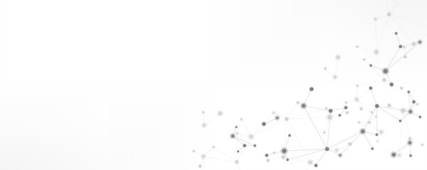 Vector illustration of molecular structure and genetic engineering, molecules DNA, neural network, scientific research. Abstract background for innovation technology, science, healthcare, and medicine