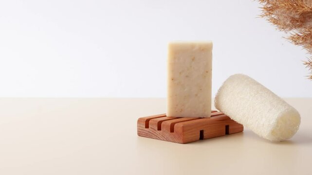 Spa treatment with soap and wash on white background. Close up, copy space