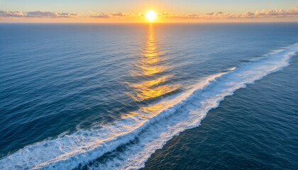 Fototapeta premium Stunning Sunset Over the Ocean Waves