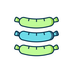 Filled outline Sausage icon isolated on white background. Grilled sausage and aroma sign. Flat filled outline style with shadow. Vector