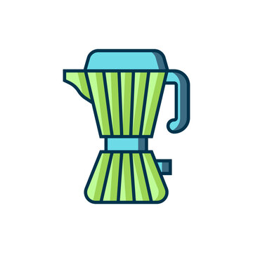 recommend clip art: Filled outline Coffee maker moca pot icon isolated on white background. Flat filled outline style with shadow. Vector