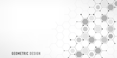 Graphic design element with abstract geometric background of simple hexagon pattern. Vector illustration