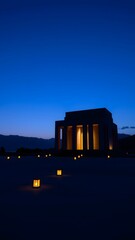 Obraz premium Twilight Architectural Monument Against Cobalt Sky