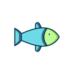 Filled outline Fish icon isolated on white background. Flat filled outline style with shadow. Vector