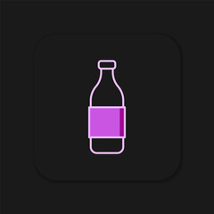 Filled outline Bottle of wine icon isolated on black background. Flat filled outline style with shadow. Vector