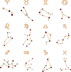 zodiac sign constellations vector clipart