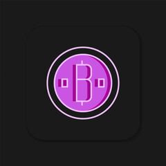 Filled outline Cryptocurrency coin Bitcoin icon isolated on black background. Physical bit coin. Blockchain based secure crypto currency. Flat filled outline style with shadow. Vector