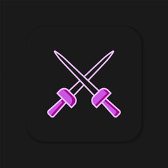 Filled outline Fencing icon isolated on black background. Sport equipment. Flat filled outline style with shadow. Vector