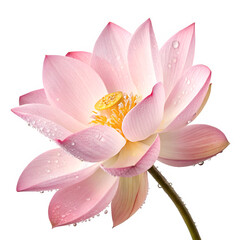 Fototapeta premium A delicate pink lotus flower in full bloom, its soft petals gracefully unfolding above the water.