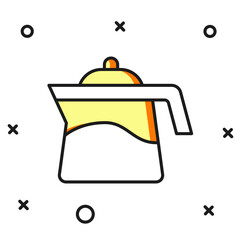 Filled outline Teapot icon isolated on white background. Flat filled outline style with shadow. Vector