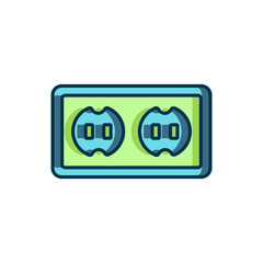 Filled outline Electrical outlet icon isolated on white background. Power socket. Rosette symbol. Flat filled outline style with shadow. Vector