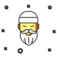 Filled outline Bearded lumberjack man icon isolated on white background. Flat filled outline style with shadow. Vector
