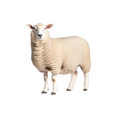 Fototapeta premium Fluffy White Sheep Standing Calmly in An Isolated Studio Environment with Soft Lighting