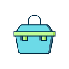 Filled outline Case or box container for wobbler and gear fishing equipment icon isolated on white background. Fishing tackle. Flat filled outline style with shadow. Vector