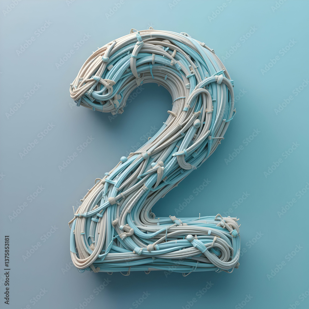 Fototapete a 3d representation of the number two made from