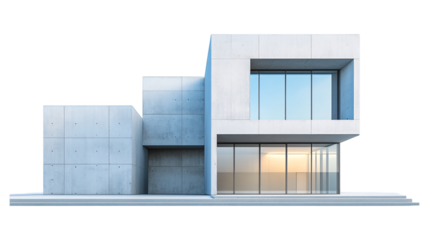 Exploring Modern Simplicity in Concrete Urban Architecture on Transparent Background