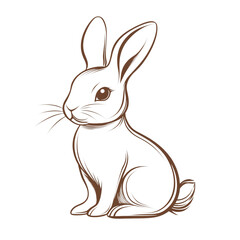 Obraz premium Elegant thin-line bunny with a perfectly rounded tail, isolated on white background