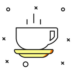 Filled outline Coffee cup icon isolated on white background. Tea cup. Hot drink coffee. Flat filled outline style with shadow. Vector