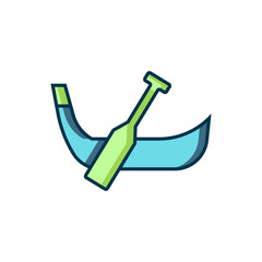 Filled outline Gondola boat italy venice icon isolated on white background. Tourism rowing transport romantic. Flat filled outline style with shadow. Vector