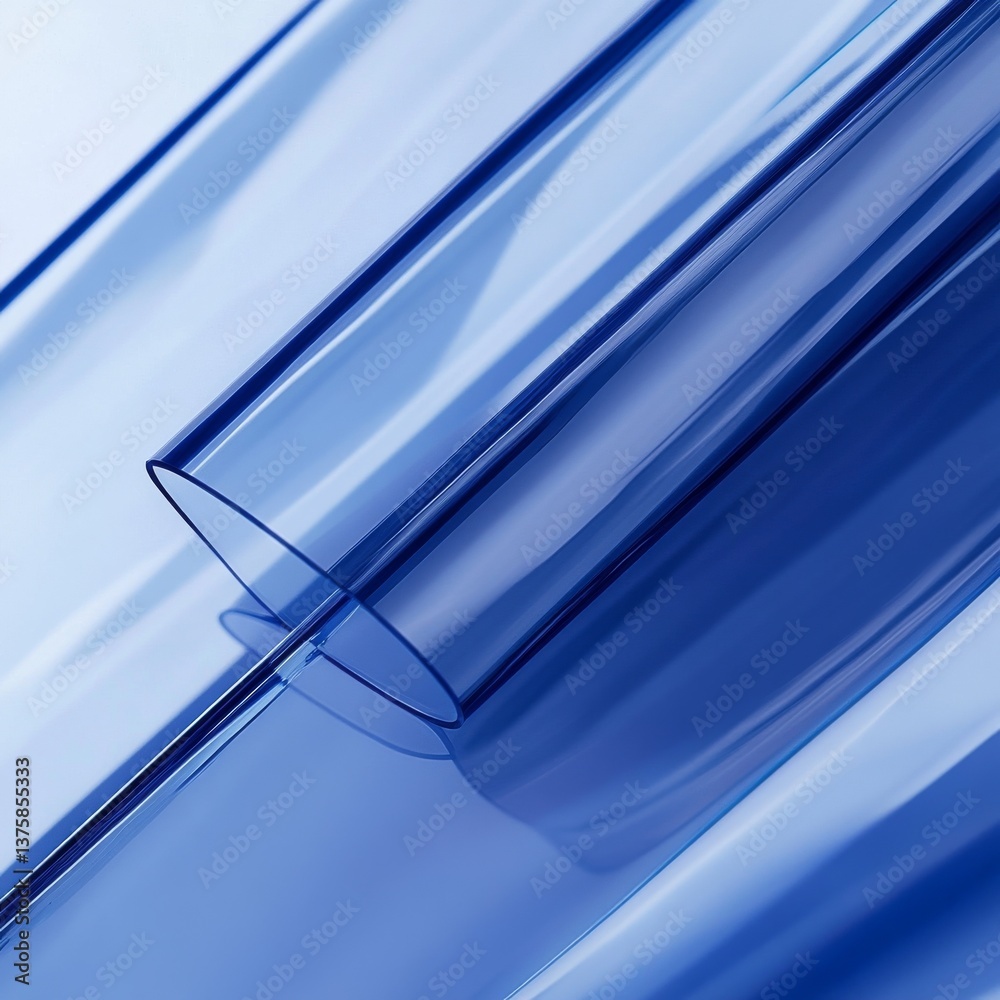 Fototapete abstract blue: translucent curves and linear shadows in a modern composition, serene and minimalist 
