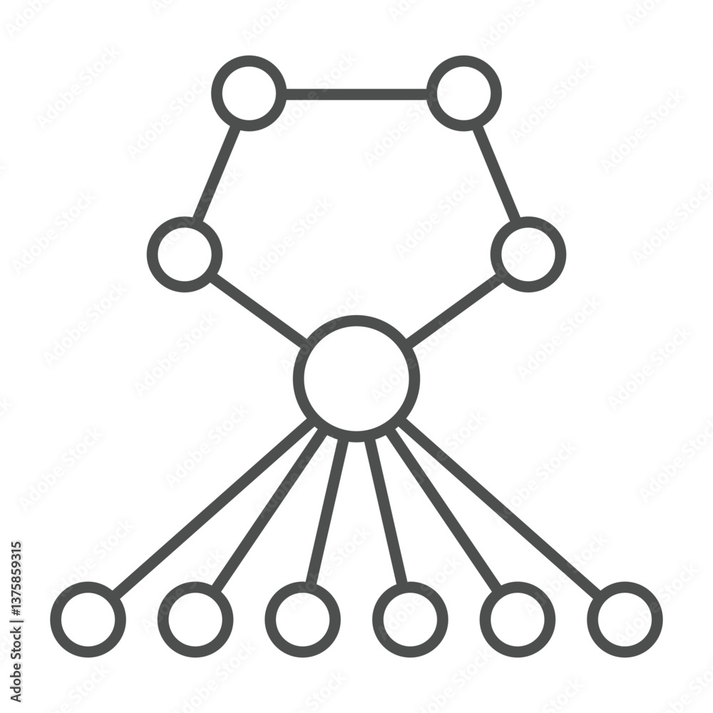 Poster polygonal net with connections thin line icon, neural network concept. vector graphics. network stru