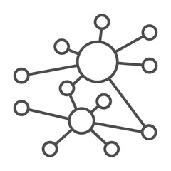 Polygonal net algorithm thin line icon, neural network concept. Vector graphics. Data graph cloud, deep learning sign on white background, outline style icon for mobile or web design.