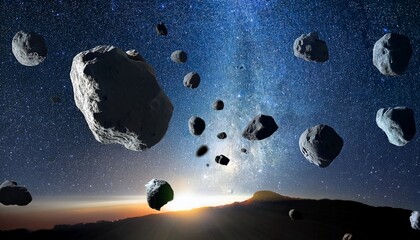 rocks flying in space