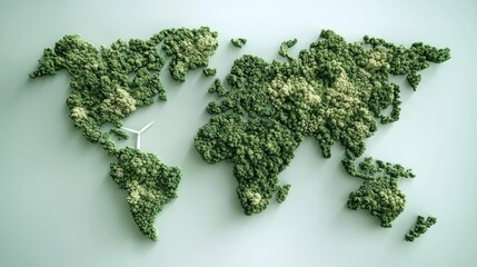 Global environmental awareness world map visual representation eco-friendly design aerial view sustainability concept