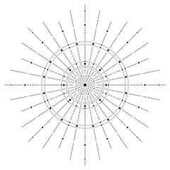 Hand drawn silhouette of star, sunburst, planet, light rays. Bohemian symbol bursting sun ray. Magic cosmic talisman, antique style, boho, logo. Vector illustration isolated on white background