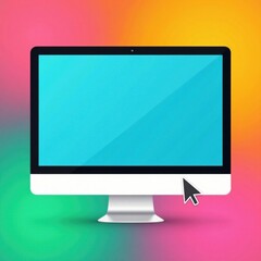 Fototapeta premium Minimalist icon of a computer screen with clickable cursor, web interface, website navigation, internet symbol