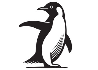 silhouette vector penguin logo design, penguin logo icon silhouette, ice polar penguin logo silhouette vector, logo design of black penguin icons isolated on white background