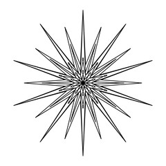 Obraz premium Hand drawn silhouette of star, sunburst, light ray. Bohemian symbol bursting sun ray. Magic ornate talisman, antique style, boho, tattoo, logo. Vector illustration isolated on white background