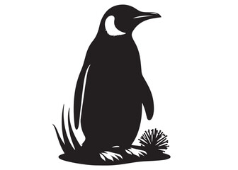 silhouette vector penguin logo design, penguin logo icon silhouette, ice polar penguin logo silhouette vector, logo design of black penguin icons isolated on white background