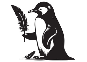 silhouette vector penguin logo design, penguin logo icon silhouette, ice polar penguin logo silhouette vector, logo design of black penguin icons isolated on white background