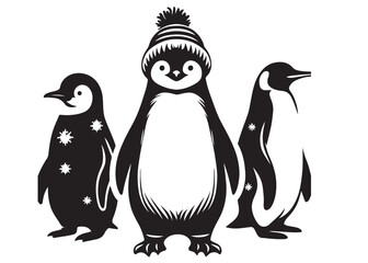 silhouette vector penguin logo design, penguin logo icon silhouette, ice polar penguin logo silhouette vector, logo design of black penguin icons isolated on white background